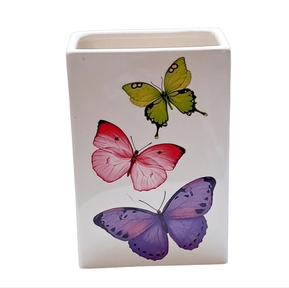 Teleflora Other - Teleflora ~ Colorful Butterflies Rectangular Glass Vase